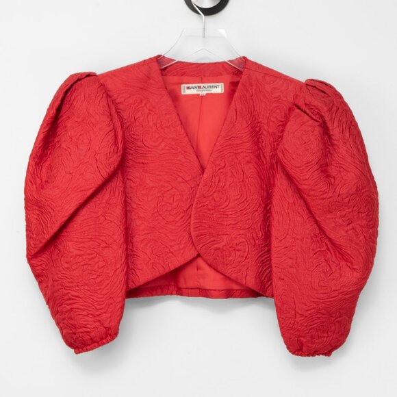 Yves Saint Laurent Vintage 1980s Rive Gauche Bolero Cropped Jacket Red Size 40